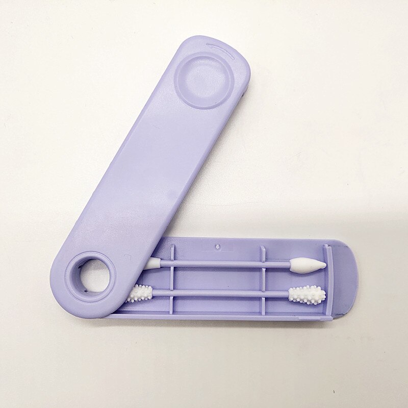 1PC Reusable Cotton Swabs Earpick Boxed Cleaning Silicone Buds Double-headed Makeup Swabs Sticks Soft Flexible Ear Care Tools