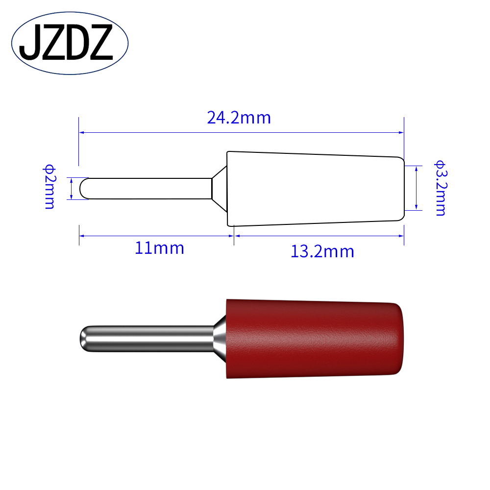 JZDZ 10 Stück 2 mm Bananenstecker Kupfer vernickelt elektrischer Steckverbinder Testzubehör 10001