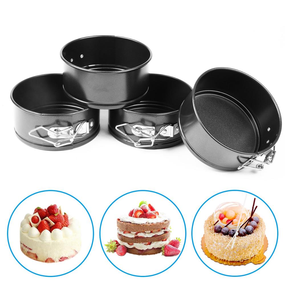 4 Inch Cake Pans Baking Tin Non-stick Springform Baking Tray Round Leakproof Cheesecake Pans with Bottom for Cheesecakes Pizzas