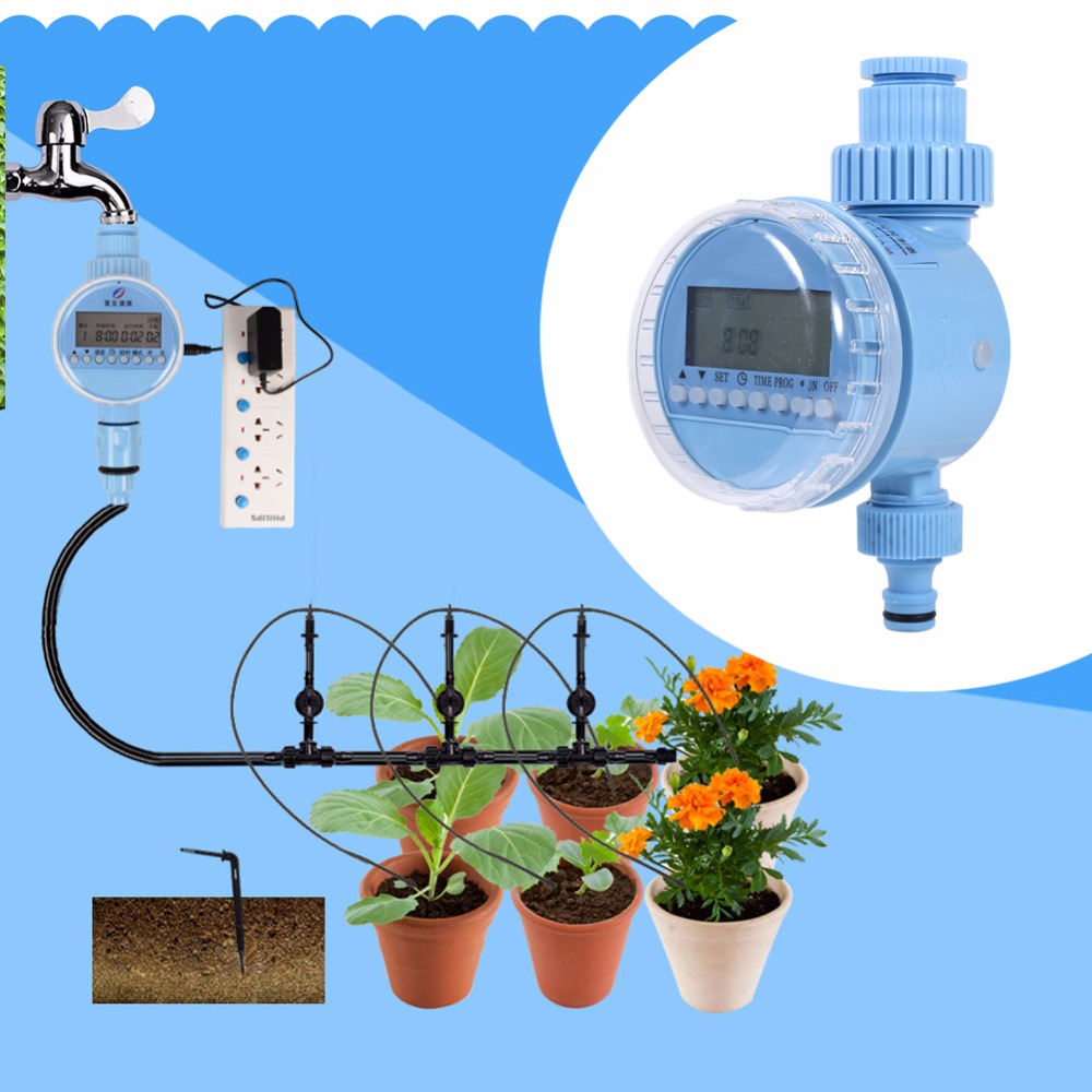 1x AC Garden Auto Water Saving Irrigation Controller LCD Digital Watering Timer US Plug