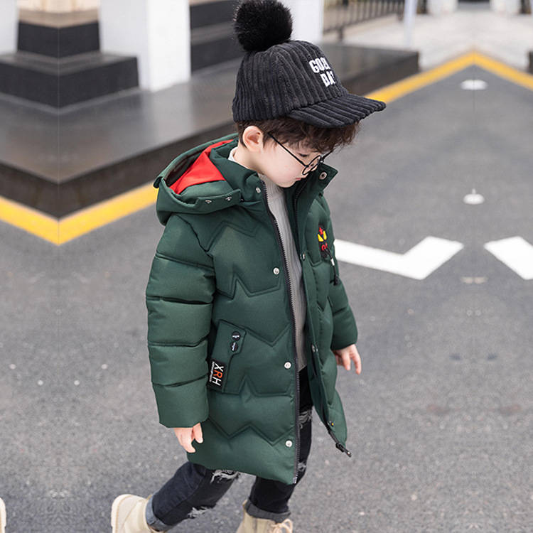 Veste d'hiver en Polyester pour garçon, manteau d'extérieur épais à la , à capuche, Slim, nouvelle Version coréenne,: green / 12