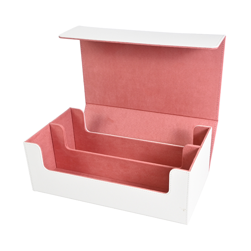 Caja de almacenamiento de tarjetas, estuche para baraja de tarjetas con más de 1200 tarjetas de una sola manga, fuertes cajas de tarjetas magnéticas de cuero PU para MTG TCG: Rosa