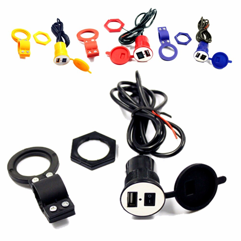 Moottoripyörän 12v/24v vedenpitävä usb-virtalaturin liitäntä turvakytkimellä matkapuhelimen mototarvikkeille