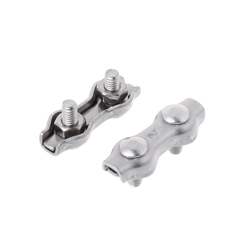 2pcs Stainless Steel Wire Rope Clips Double Grips Cable Clamps For Wires 2mm 3mm 4mm 5mm 6mm