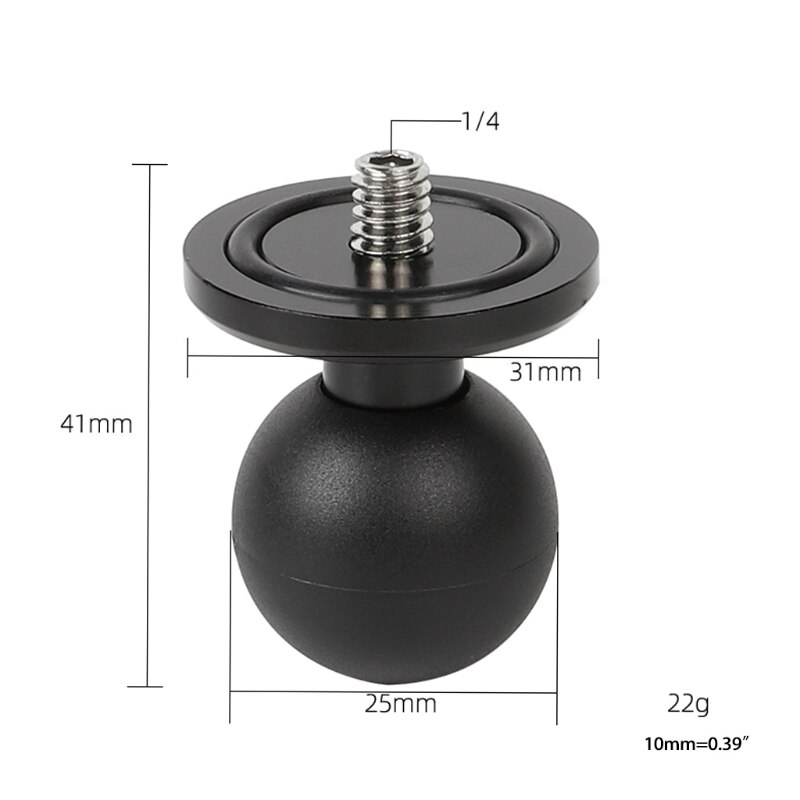25Mm/1 Inch Bal Mount Om Bal Adapter Met 1/4 &quot;Schroefdraad Stud Voor Actie Camera Au11 21
