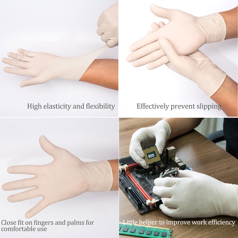 100 Uds guantes de nitrilo para niños, guantes de trabajo desechables para niños, guantes blancos de látex para la escuela, guantes de mano con dedos completos