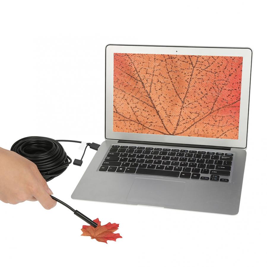 Cámara de inspección USB, endoscopio impermeable, boroscopio, serpiente, 15 metros, 6LED, USB2.0