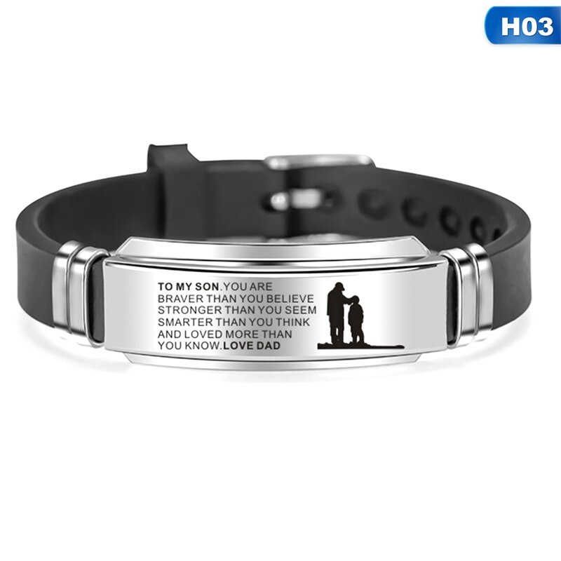 To My Son Inspirational Bracelet Men Wristband Stainless Steel Silicone Bracelets For Boys Love From Mom Dad