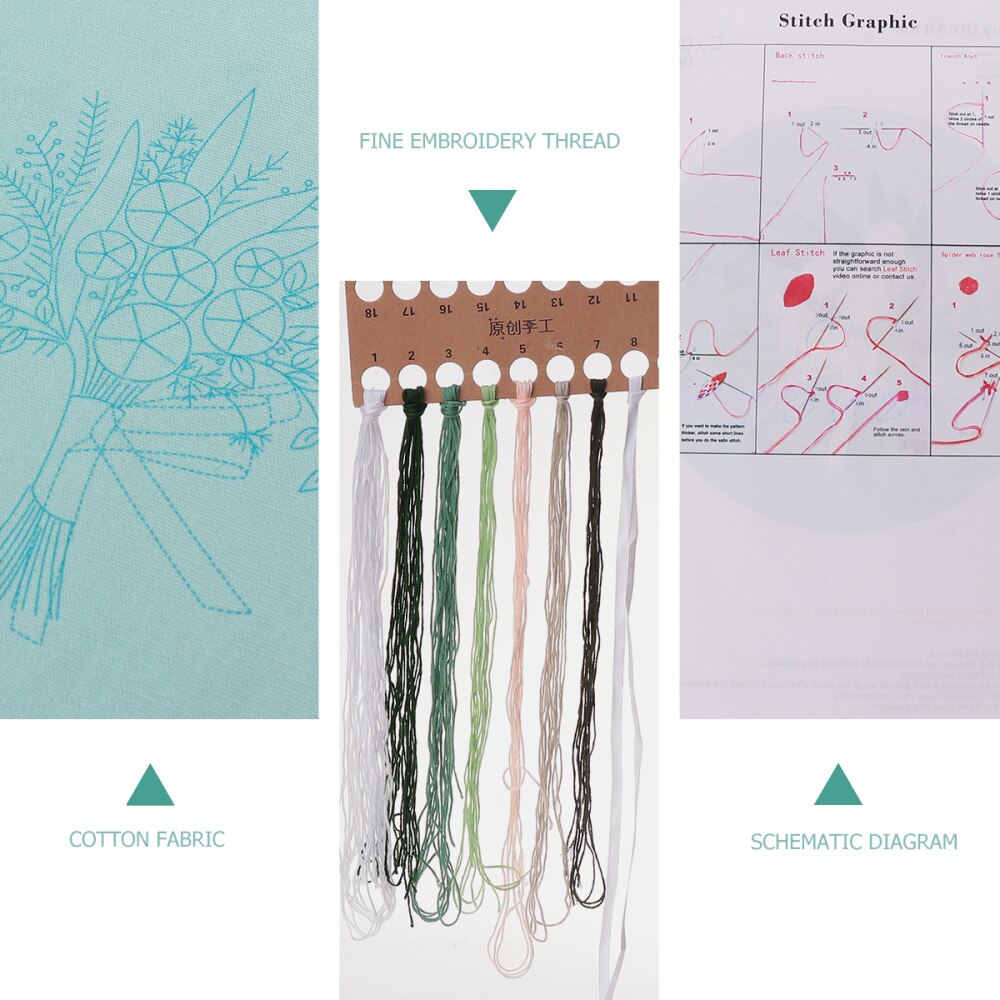 1 Pack Embroidery Accessories Kit Bouquet Flower Style DIY Cross Stitch Set Cloth Needles Thread Accessories Embroidery Art Craf