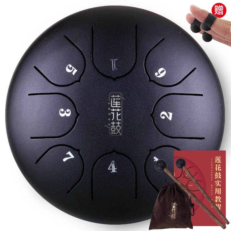 Tongue Drum 6 Inch Steel Tongue Drum 8 Tune Hand Pan Drum Tank Hang Drum With Drumsticks Carrying Bag Percussion Instruments #ED: Black