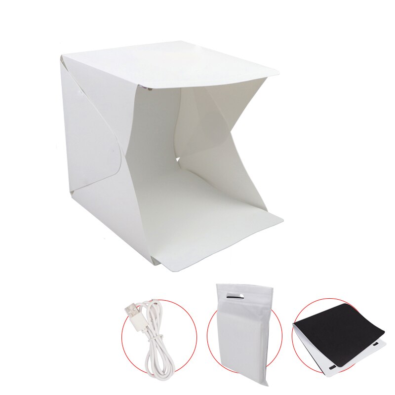 Portable Folding 23cm/9" Lightbox Photography LED Light Room Photo Studio Light Tent Soft Box Backdrops for Digital DSLR Camera: White