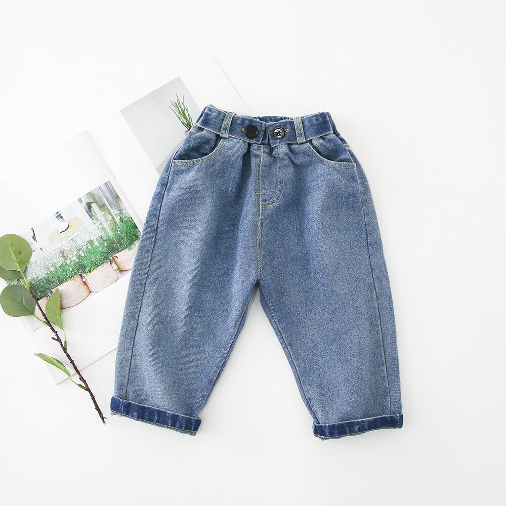 WLG-jeans d'automne pour garçons et filles | Pantalons en denim pour enfants, bleu et beige, à la , pour bébés: Bleu / 3T