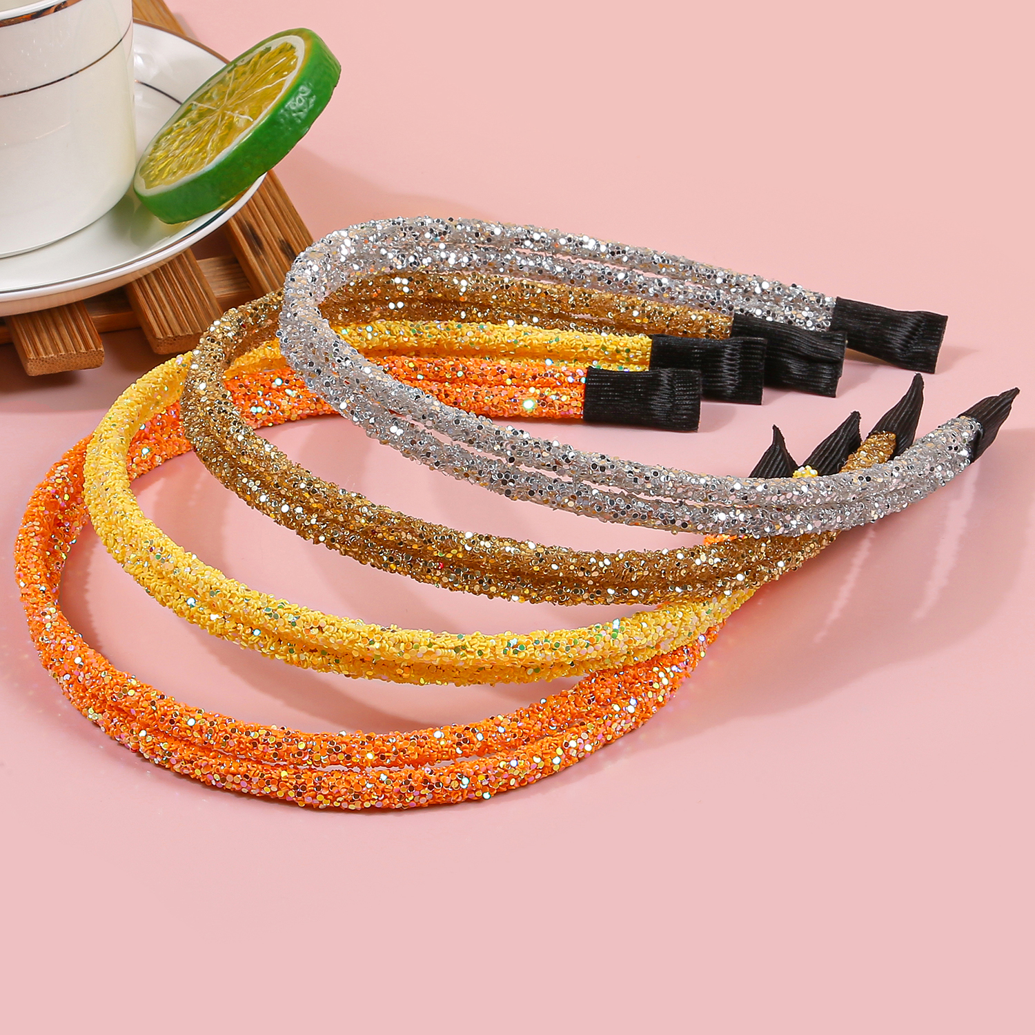 4 STKS Leuke Meisjes Hoofdbanden Sparkly Haarbanden Meisjes Crystal Glitter Dubbele Hoofdbanden Kids Kinderen Party Decoratie Hoofddeksels: Lavendel