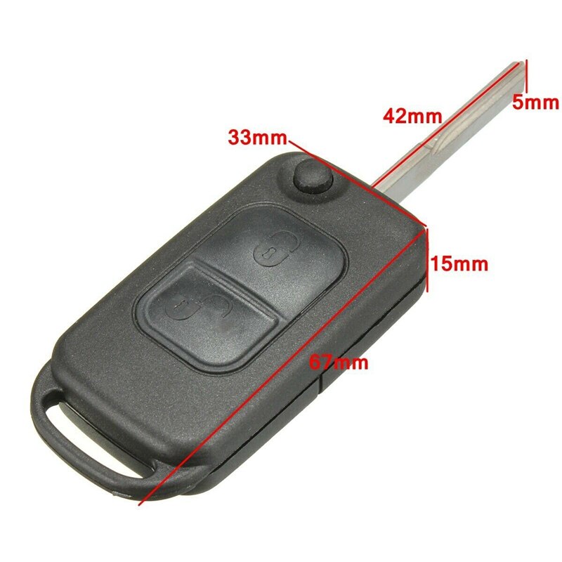 2 Button Flip Remote Key Case HU64 Blade Fob Voor Mercedes Benz Ces W168 W202 Auto