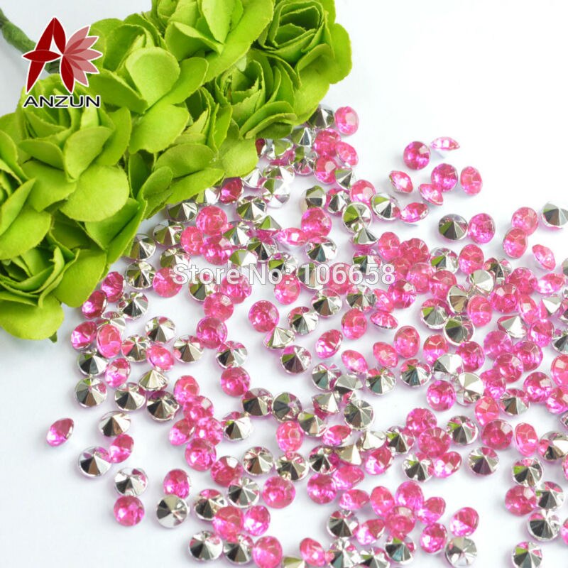 1000 st 4.5 mm bröllopsfest dekoration diamant konfetti bord scatters dekoration akryl kristaller blå med silver: Silver varm rosa