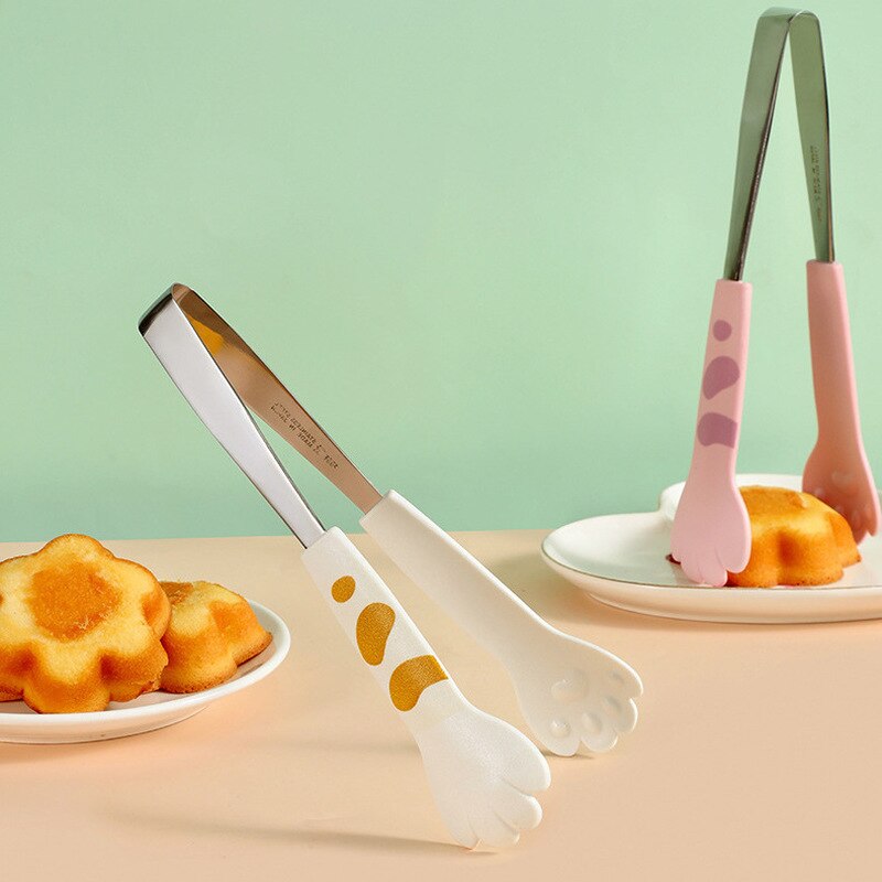 1PC pinze per pasti simpatici cartoni animati pinze per alimenti a forma di zampa di gatto in acciaio inossidabile mini barbecue clip accessori da cucina gadget da cucina