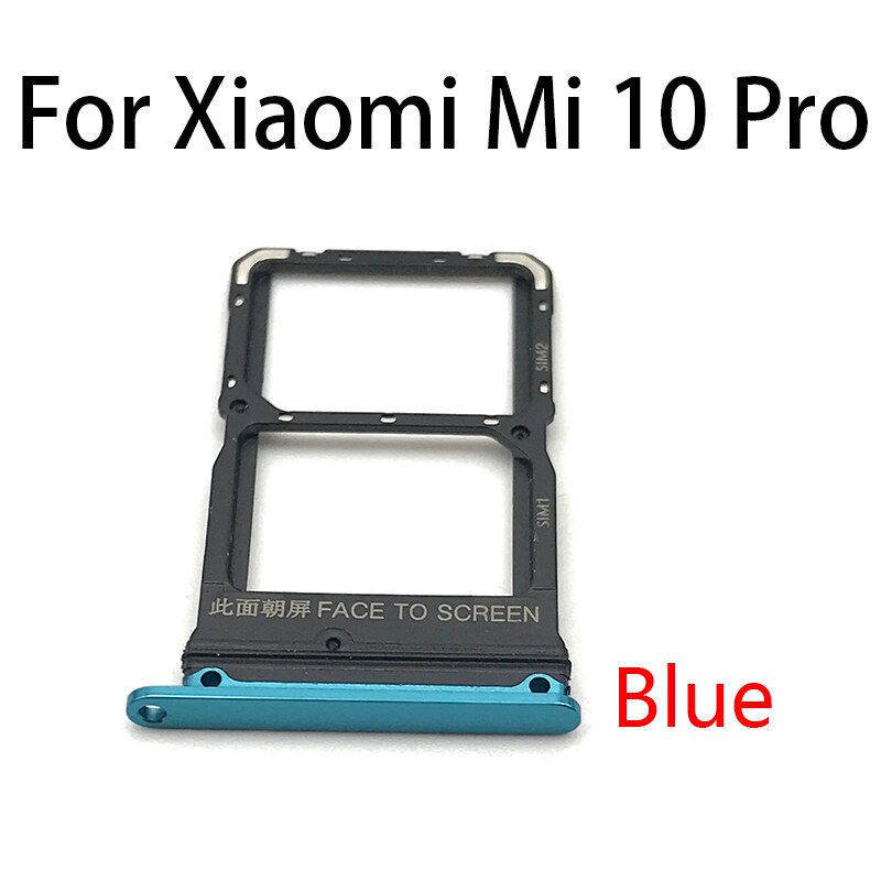 10Pcs Voor Xiaomi Mi 10 Mi10 Pro Mi 10T Lite Poco X3 Sim Card Tray Slot Houder Adapter socket Telefoon Vervangende Onderdelen: Mi 10 Pro Blue