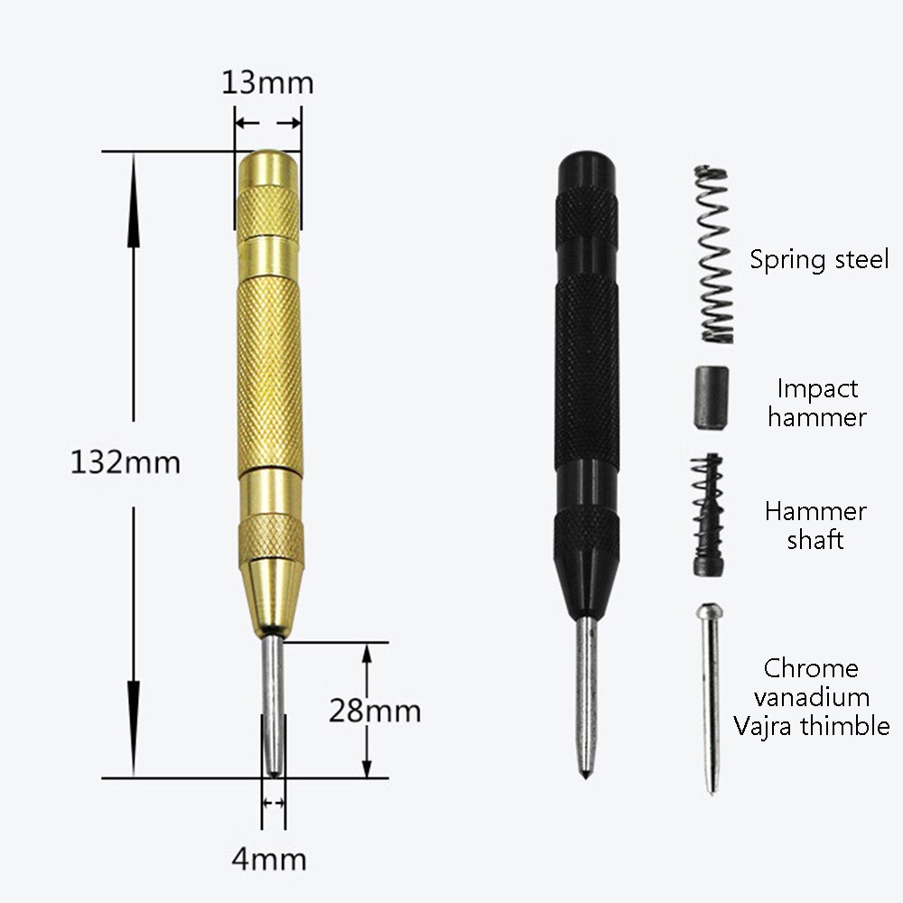 5 Inch Automatische Center Pin Punch Spring Loaded Markering Starten Gaten Tool Hout Druk Dent Houtwerk Hulpmiddel Boor