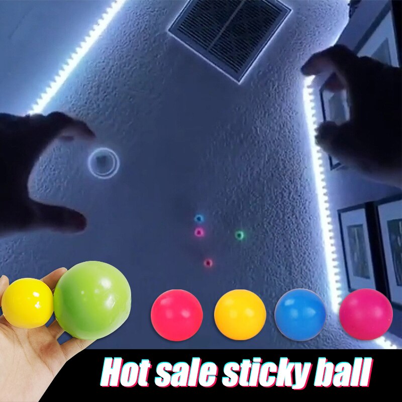 Stick Wall Ball Stress Relief Toys Sticky Squash Ball Globbles Decompression toy Sticky Target Ball Catch Throw Ball kids Toys