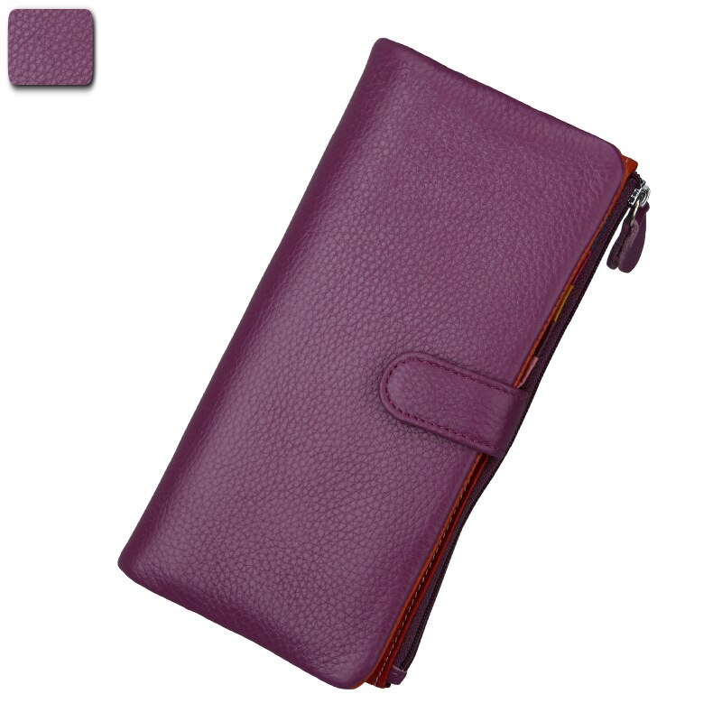 Slikfarvet kvinders læder tegnebog kort lidt mere tegnebog clutch taske: 3595 lilla