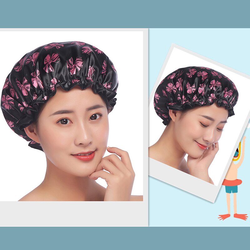 1pc Newest Waterproof High Shower Cap Waterproof Adult Shower Bath Bathing Cap Cute Kitchen Hat Oil Cap Oil Fume
