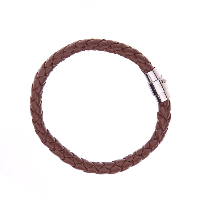 15 kleuren Geweven Armbanden Paar Armband Magnetische Sluiting Mannen Vrouwen Gevlochten Lederen Staal Lederen Touw Ketting Sieraden: Bruin