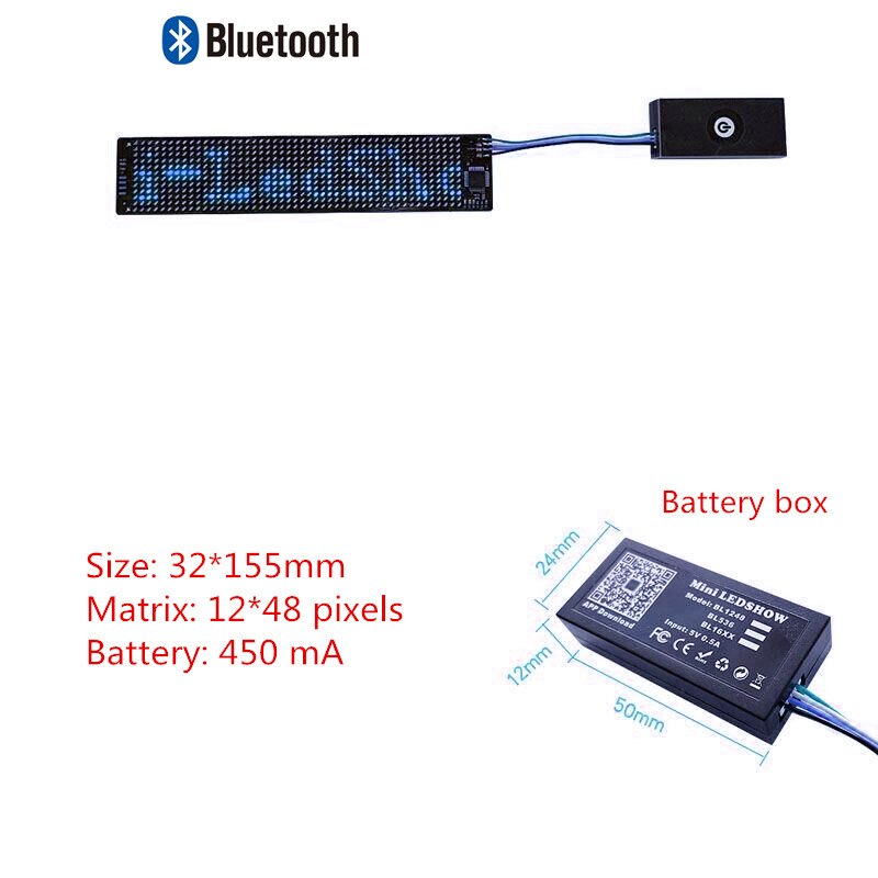 Tela matriz de exibição de pixel 16*32 do módulo led flexível bluetooth diy para led chapéu de sol saco de camiseta led máscara facial exibir texto de rolagem: Azul