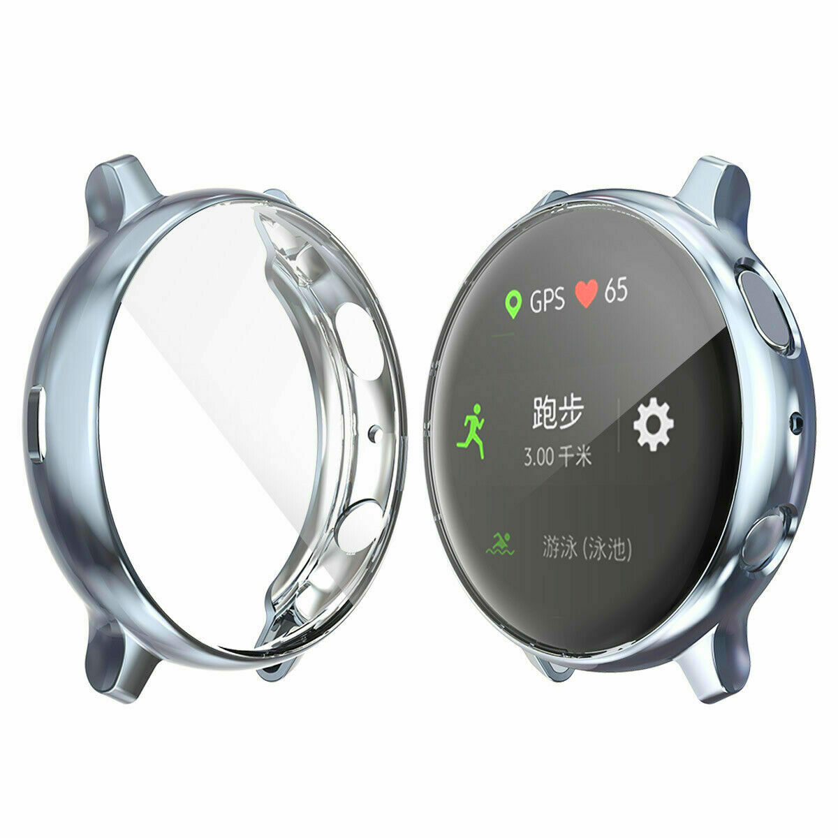 Coque de protection complète pour Samsung Galaxy Watch | Nouvelle , protection d'écran pour Samsung Galaxy Watch Active 2: Gris foncé / 40MM