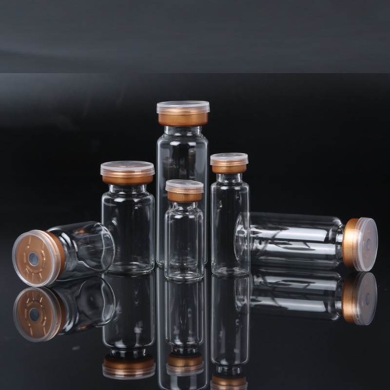 (100pcs) 1ml 2ml 5ml Vials with Rubber Stopper Flip Off Caps or Al Caps Glass Bottles