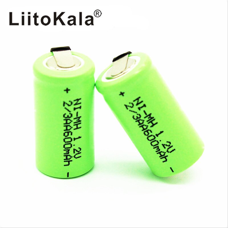 LiitoKala 2/3 AA Rechargeable Battery 600mAh Ni-Cd nicd 1.2V Battery Batteries Blue - the more , the cheaper-