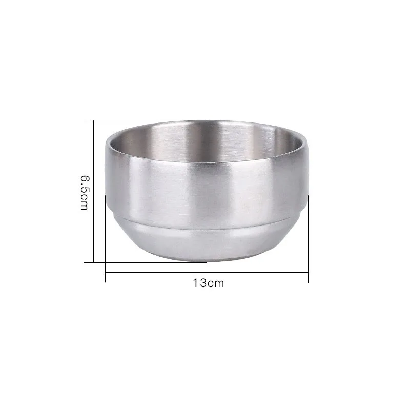 304 Stainless Steel Double Rice Bowl Soup Bowl Steamed Rice Bowl Anti-Scalding Child Small Bowl for Korean Cuisine: MULTI