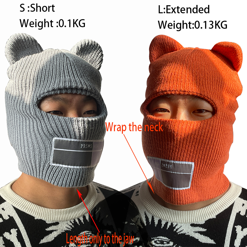 Bjørn ører balaclava damer 1 skrog skimaske håndlaget heklet hel ansikt ullhatt søt jente vinter streetwear varm lue