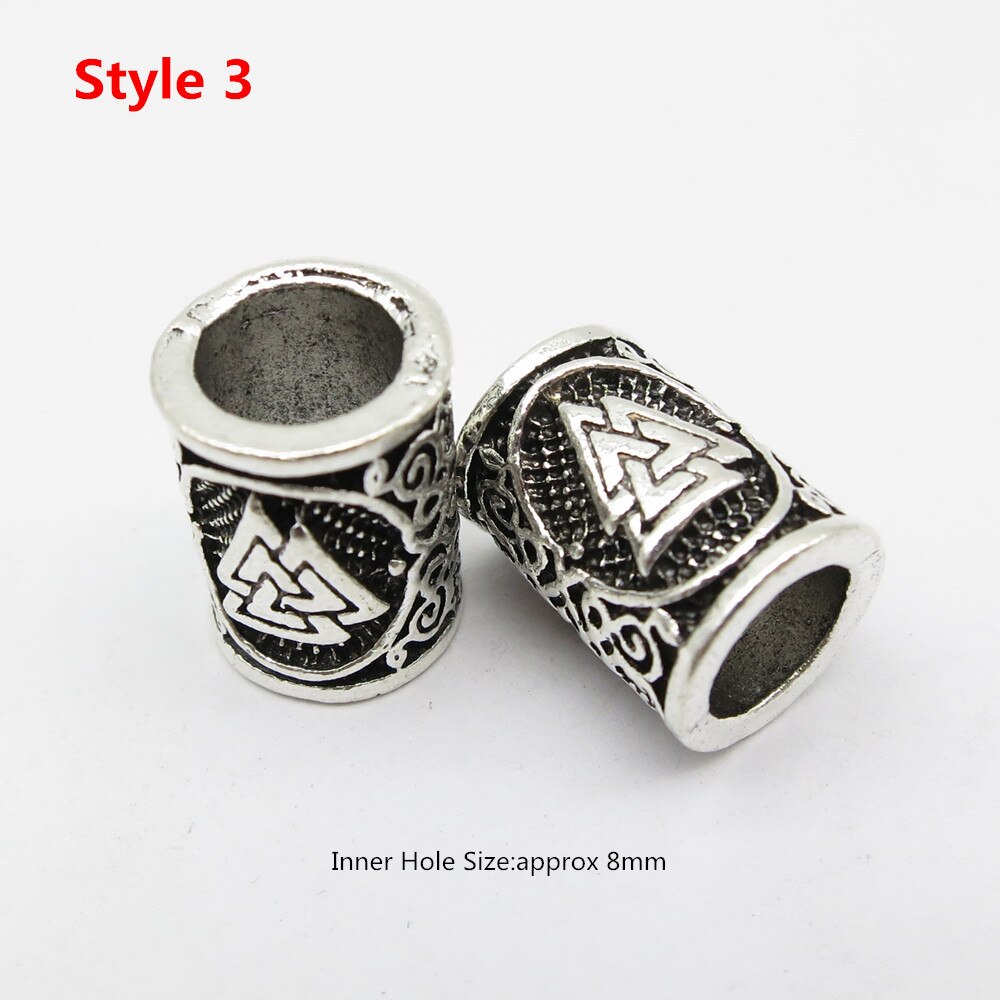6Pcs/2Pcs Big Hole Rune Metalen Viking Sieraden Kralen Voor Haar Baard Dreadlock Vlecht Kralen Ringen Buizen mannen Vrouwen Haar Accessoires: 2pcs Style 4