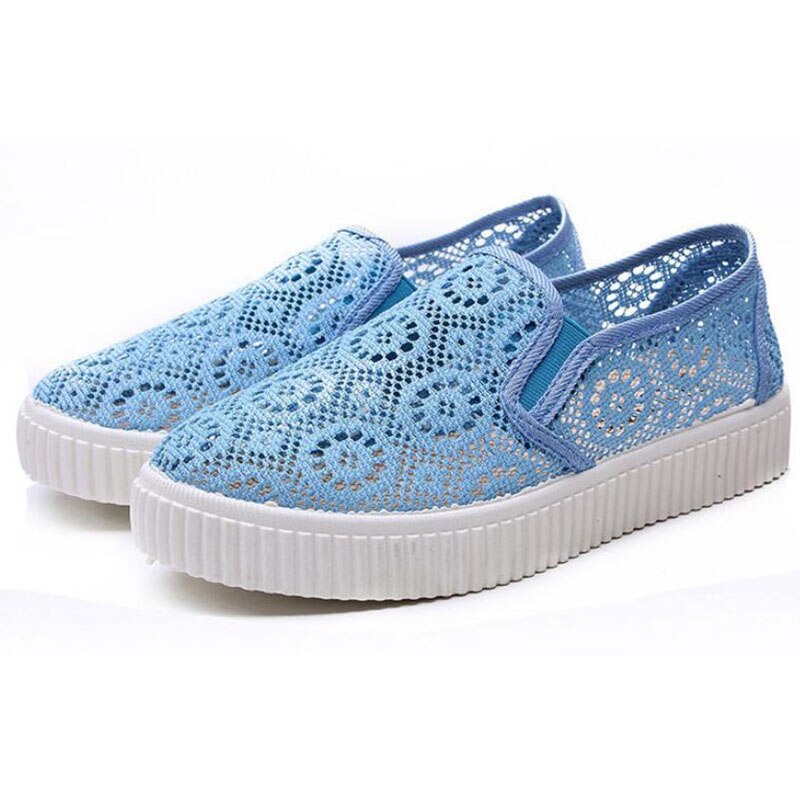 THEAGRANT Platform Witte Schoenen Zomer Ademend Uitsnede Espadrilles Flats Loafers Slip-On Sneakers Schoenen Vrouw WFS3057: blue / 6.5