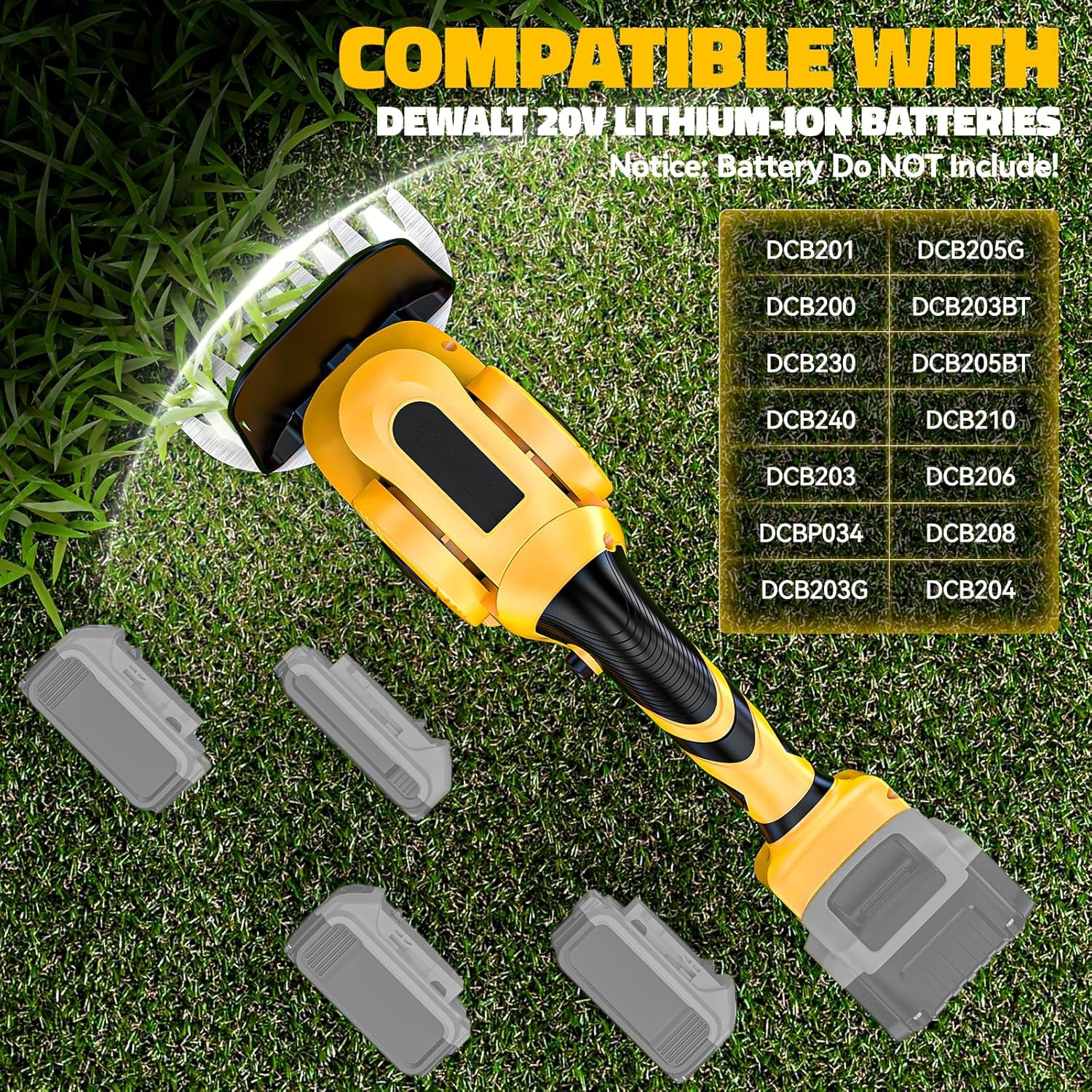 2-- in- -1- handheld lawn trimmer, cordless electric hedge trimmer for yard, garden, lawn care for dewalt , 20-v battery (battery not included)