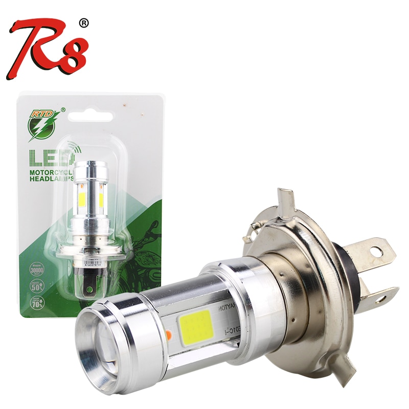 RTD E01C Motorcycle LED Headlight Dual Beam 12W 1200LM H4 HS1 P43T S2 BA20D Light Bulbs Scooter Motorrad E-bikes 3Sides Blue DRL