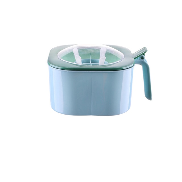 4 Grids Seasoning Box Salt Pepper Sugar Spices Storage Box with Spoon Lid Plastic Condiment Container Jar Kitchen Accessories: Light blue