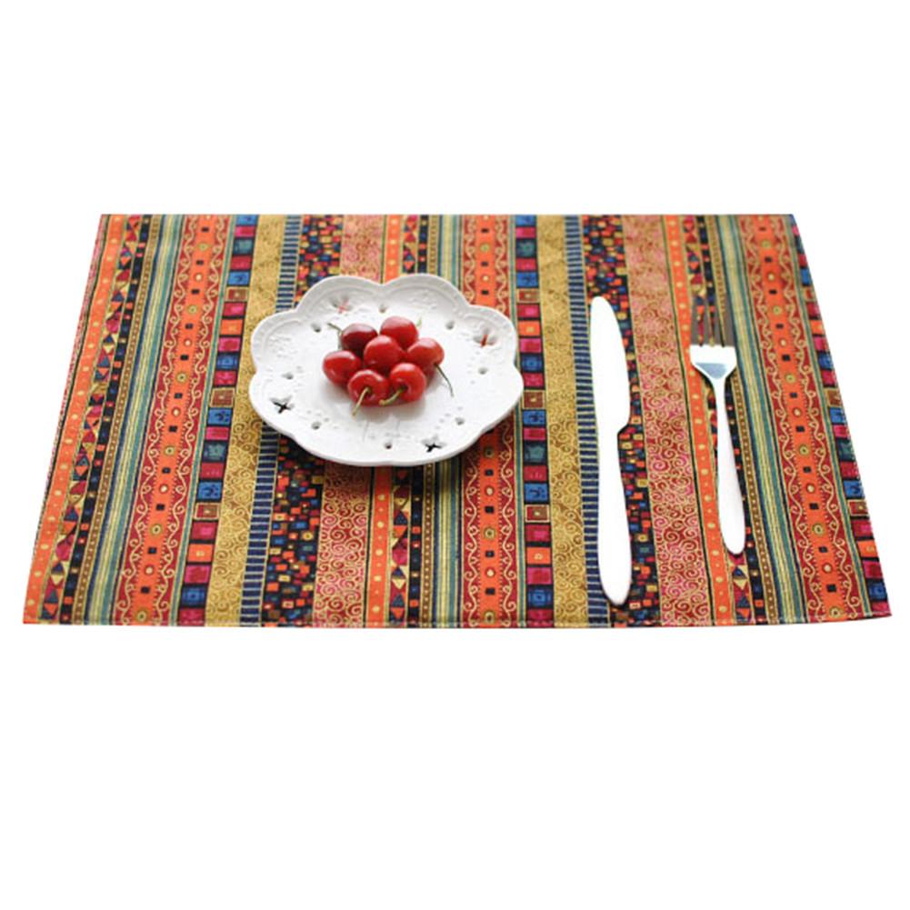 Salvamanteles de tela de lino y algodón, estilo étnico, distintivo, posavasos, tapete de mesa a prueba de calor: 1