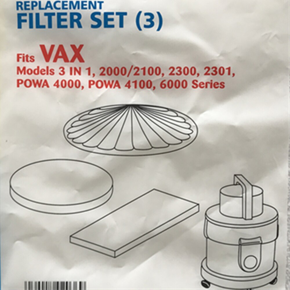 Ensemble de filtres Hepa (3) pour VAX 3 en 1 2000/2100, 2300,2301, POWA4000/POWA4100, 6000 série VAX pièces d'aspirateur accessoires