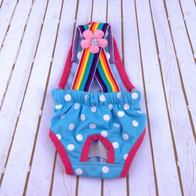 Polka Dot Washable Dog Diapers Antibacterial Sanitary Dog Physiological Pant Suspenders Dogs Underwear Shorts Dog Briefs Panties: Blue / 12