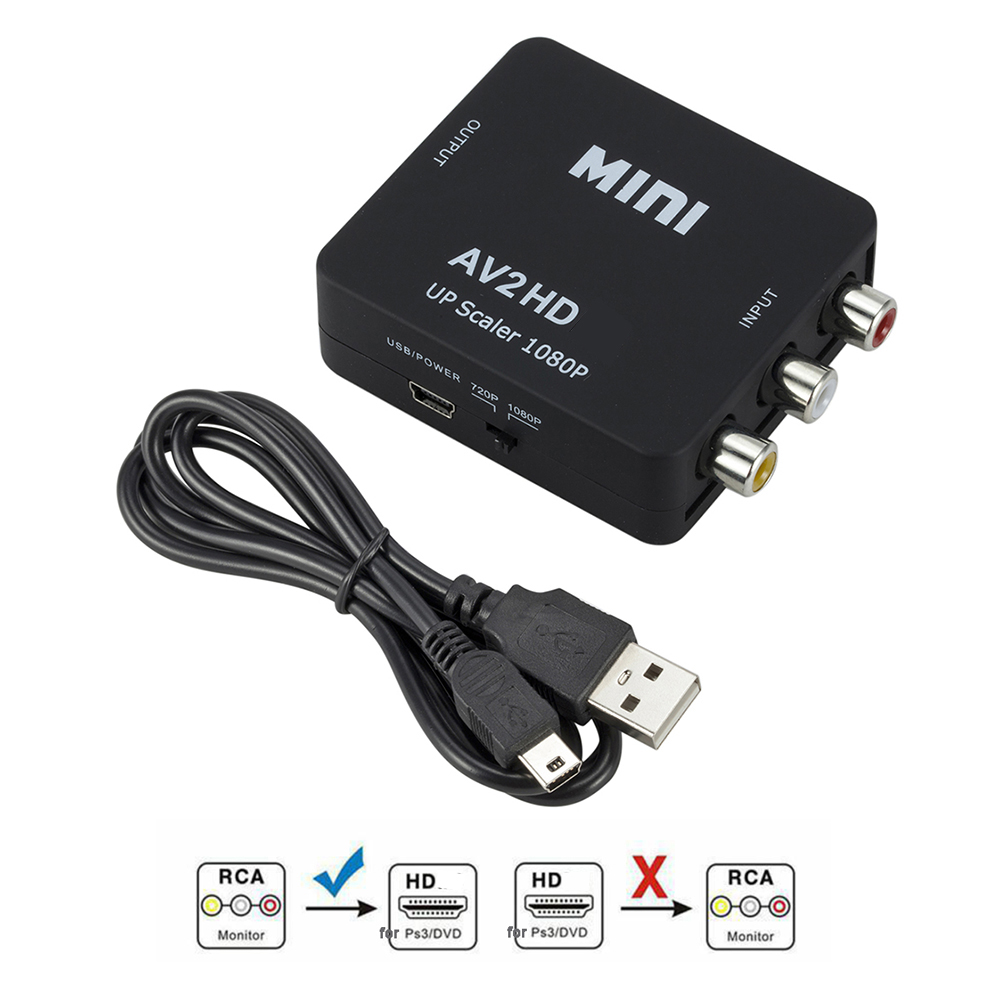 AV to HDMI-compatible Converter Full HD 1080P RCA Adapter Mini Composite CVBS to HDMI-Compatible AV2HDMI-Compatible Audio