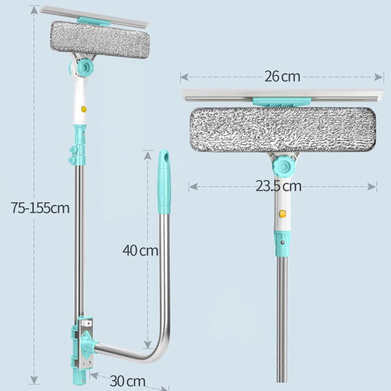 Telescopic Window Glass Cleaner For High-rise Building Wipers Dust Mud Cleaning Glass Scraper Spin Scrubber Microfiber Washer