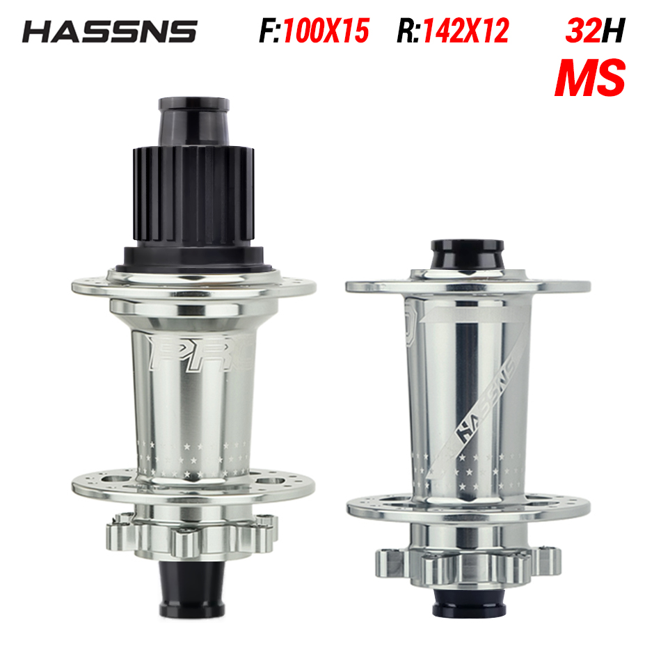 HASSNS PRO7 Eje pasante para bicicleta de montaña SHIMANO, 24/32 agujeros, radios j-bend, 12x142, HG/XD/MS, 4 piezas, rodamiento sellado: Transparente