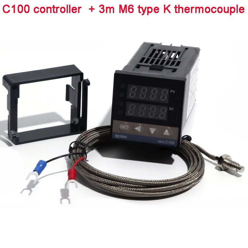 LJXH REX-C100 Digital PID Temperature Thermostat Controller with M6 Thread Type K Thermocouple SSR/Relay Output Controller Kit: SSR Output / controller set 3m