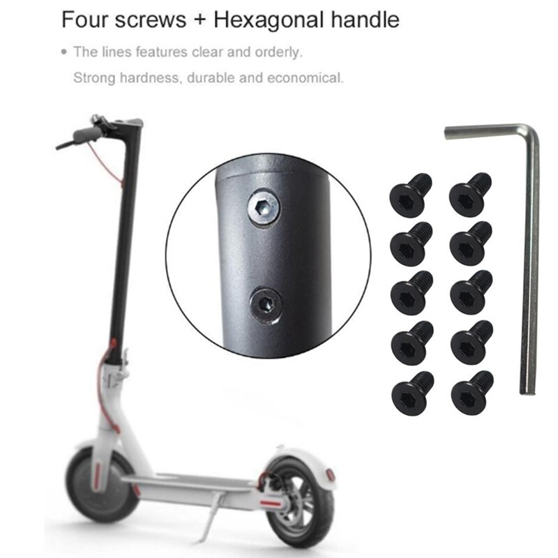 Novel-10Pcs Scooter Stuur Voorvork Buis Schroeven Met Hexagon Handvat Vervangende Onderdelen Kits Voor M365 Ninebot Es2