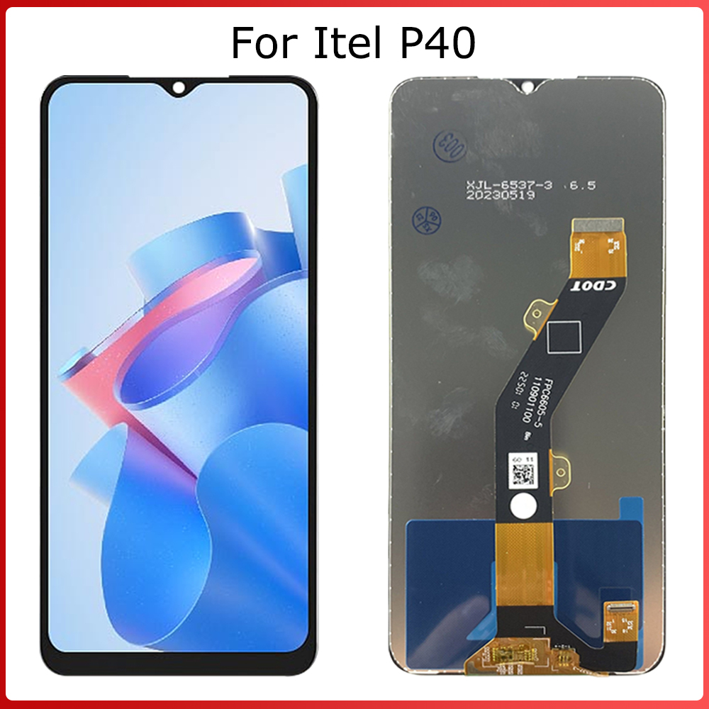 6.6 " til itel  p40 lcd-skærm, berøringsskærm, digitizer-enhed, udskiftning til itel  p662l p662ln -skærmreparation