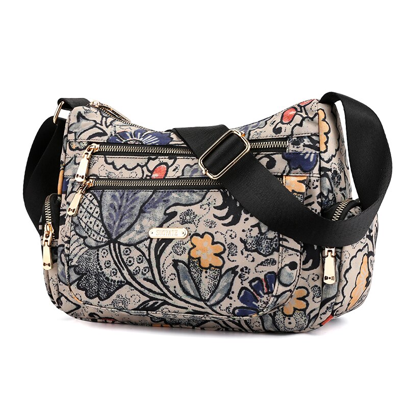 Bloemen Country Style Grote Capaciteit Dames Nylon Schoudertas Diagonaal Tas Mode Toevallige Handtas: 7