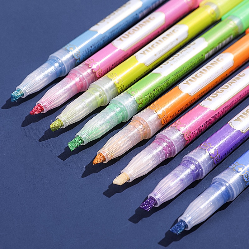 8 Stks/partij Glitter Markeerstift Leuke 8 Kleuren Tekening Schilderen Art Marker Pen Schoolbenodigdheden Briefpapier
