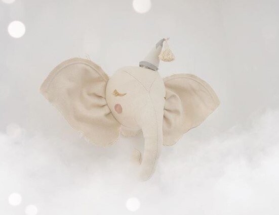 INS-jouets de licorne, tête d'animal décoratif 3D, Art mural, décoration murale, chambre d'enfant,: White Elephant