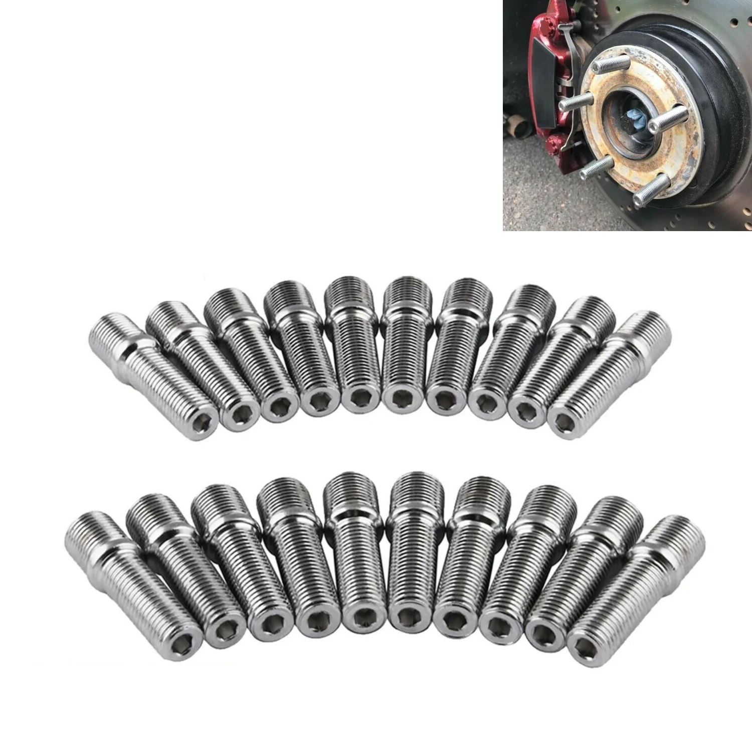 1-delige verlengde wielbouten conversie hoge wielbouten schroefadapterset (M12x1.25,M12x1.5,M14x1.25,M14x1.5)